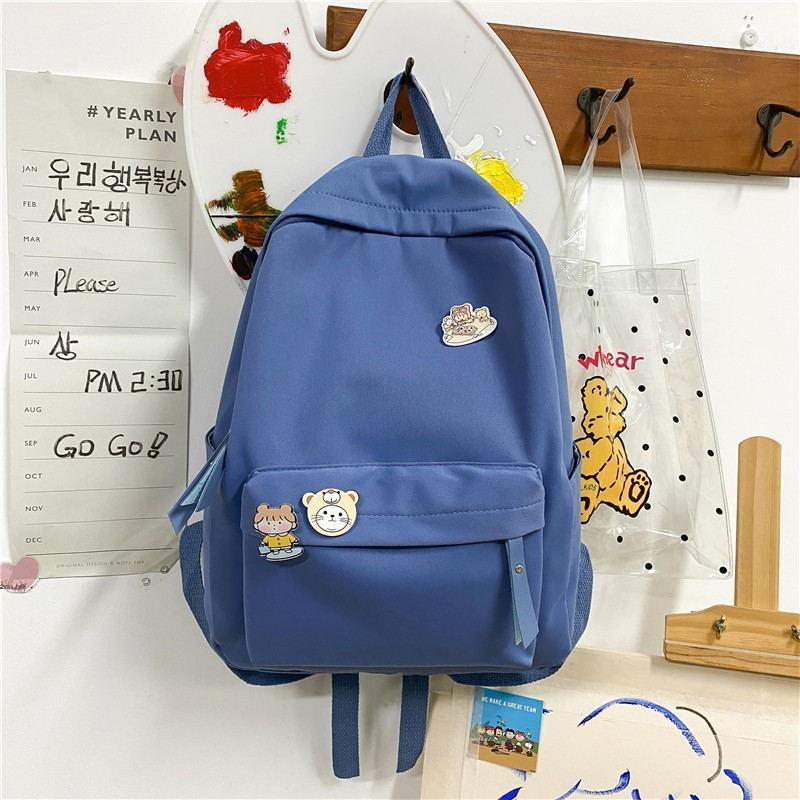 Solidcolor Backpack Shoulder Bag High School Students Junior High Unisex Gift