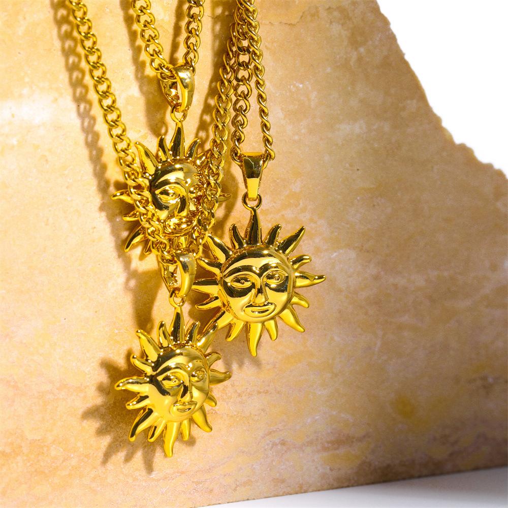 Sun Pendant Necklace Stainless Steel Jewelry Gift