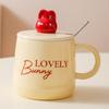 Cartoon cute rabbit ceramic mug household milk cup breakfast cup with lid gift water cup couple coffee cup