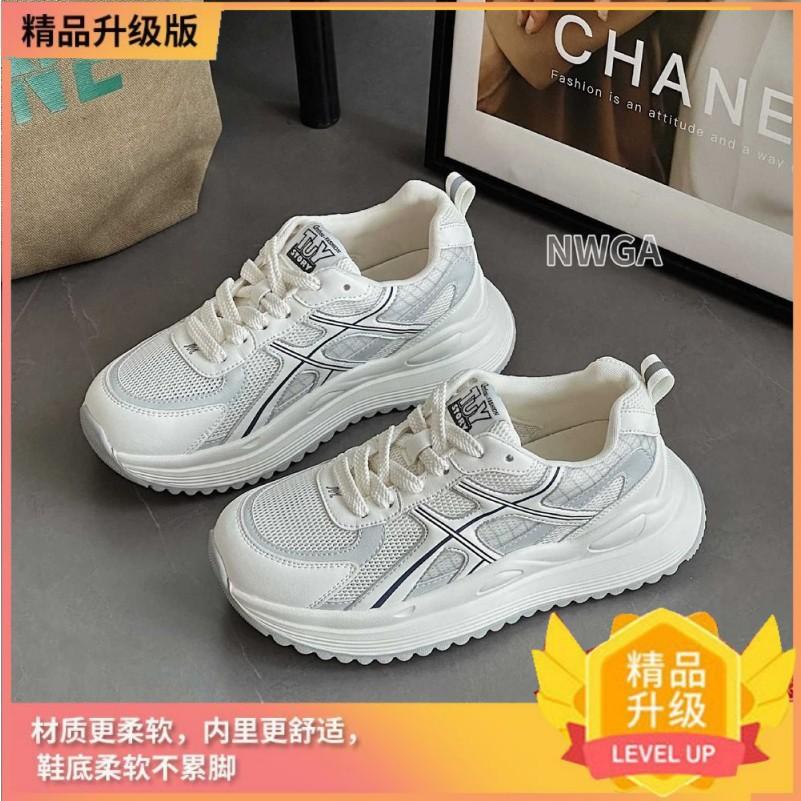 Mesh breathable versatile flat-soled Forrest Gump shoes women's summer heightening thick-soled sports and leisure student dad shoes