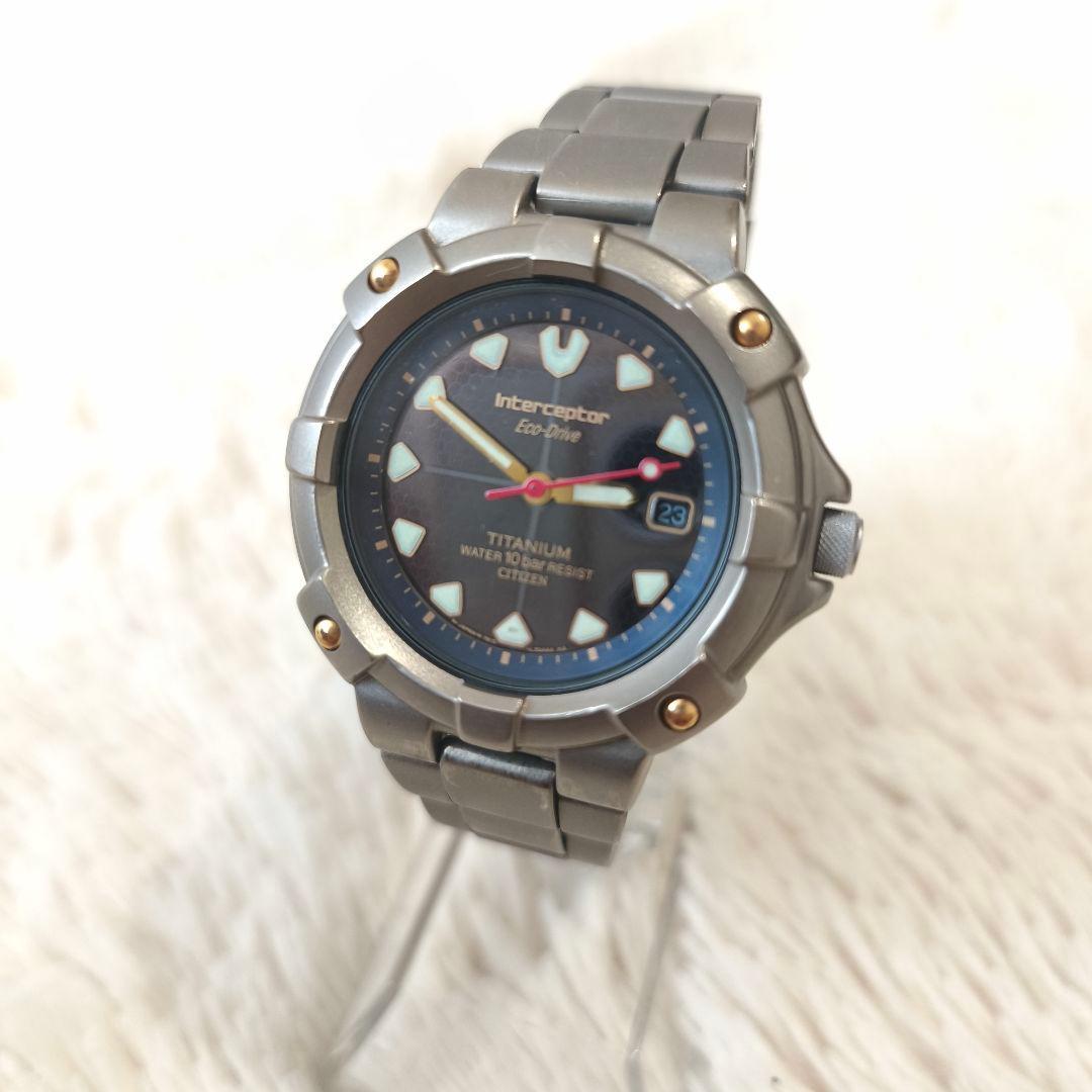 [Хорошее состояние] CITIZEN Титановые солнечные часы Eco Drive