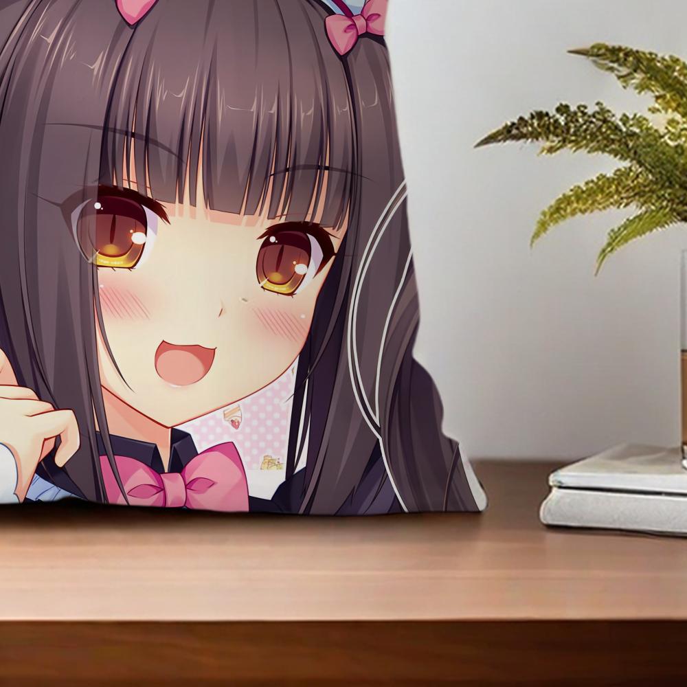 Cat Girl Cute N-Nekopara Chocola cushion For Bedroom Car Coffee Shop Room Soft and Living Room Sofa Decorative Pillow Cover Case