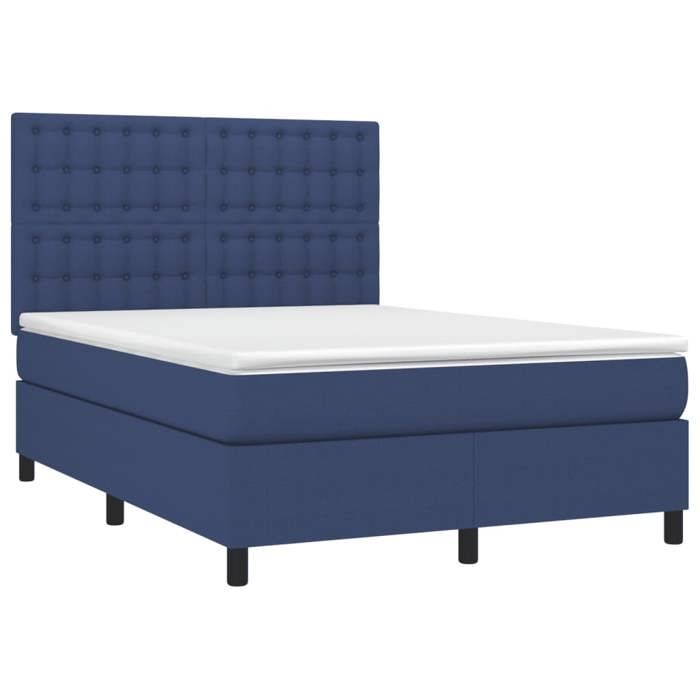 Cadre de lit avec matelas - Maison Exclusive - 140x190 cm - Tête de lit réglable - Bleu