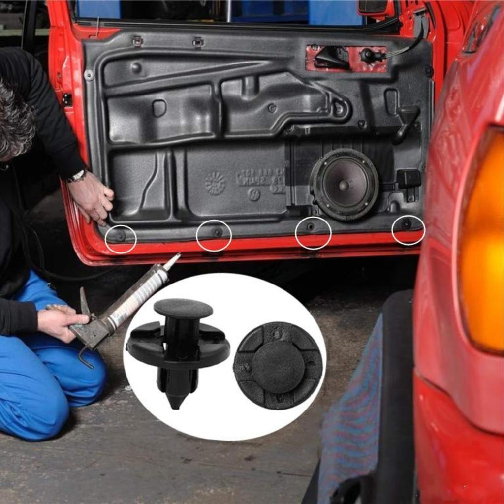 AquaLoach 100pcs Universal Clip for Car 8mm Black Nylon Rivet Fastener Mud Flap Bumper Fender Clip