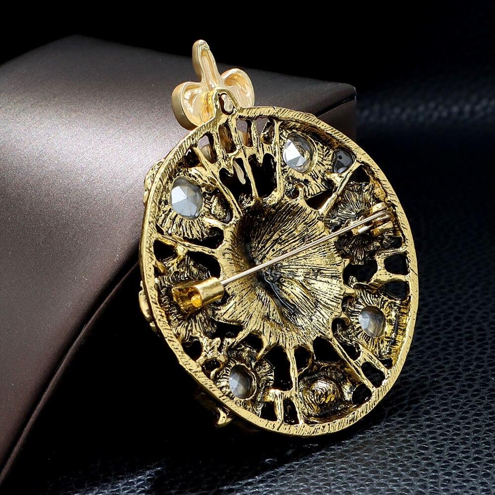 Blucome Crystal Lion Brooches For Women Round King Style Pin Animal Fashiopn Jewelry Winter Coat Jacket Accessories Party