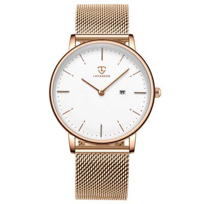 Watch Simple Stylish Thin Casual Date Display Waterproof Analog Quartz Watch Mesh Band White [BEN NEVIS] Men's
