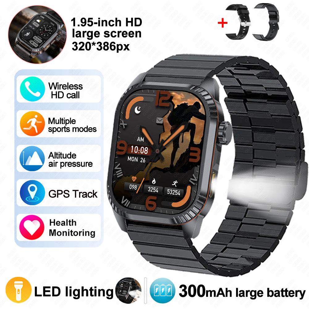 2026 New GPS Tracking Smart Watch 1.96inch HD Screen LED Flashlight Multiple Sport Modes Waterproof Bluetooth Call Smart Watch