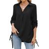 Spring Summer New Women's Solid Color Lapid Loose 3/4 Sleeve Chiffon Shirt Blouse Casual Top for Cross-border