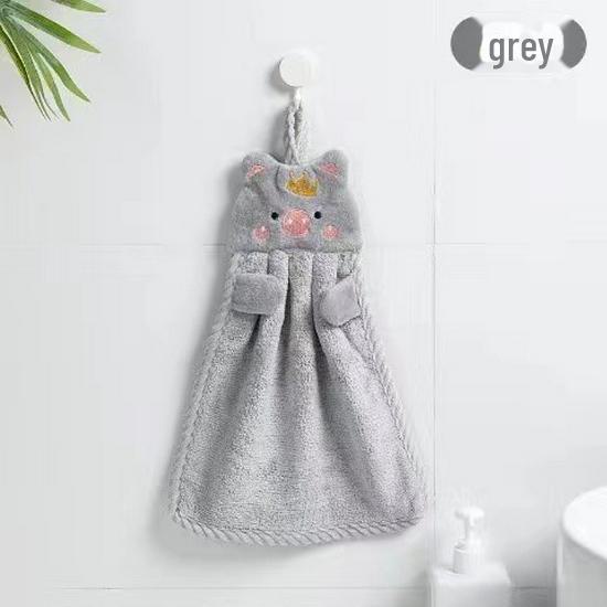 Cute Korean Coral Fleece Piglet Hand Towel for Children Absorbs Water & Doesn't Shed Hair - Perfect As a Face Towel or Small Hanging Towel.