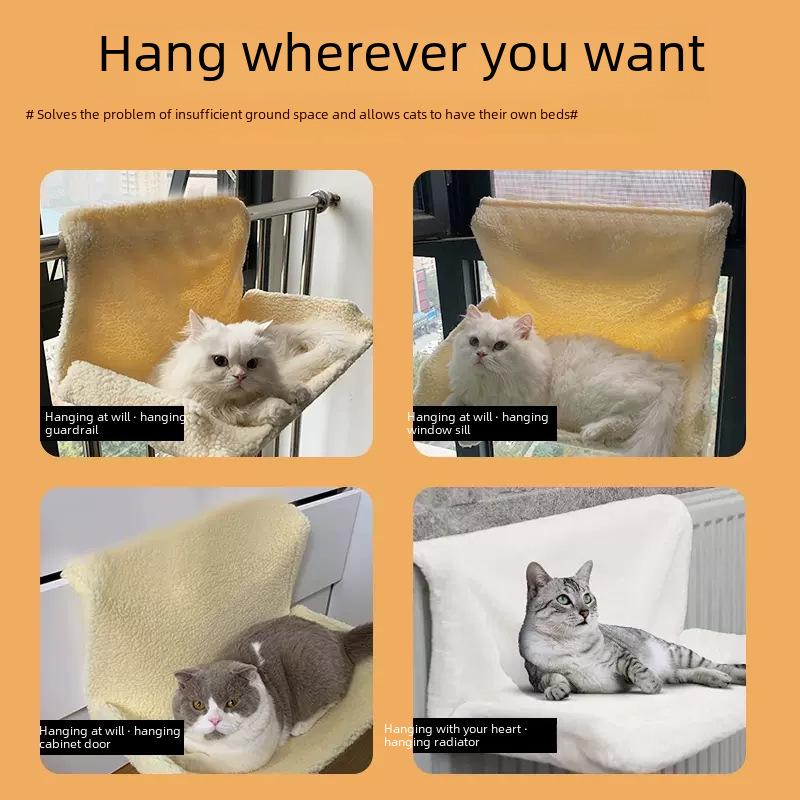 "Stable & Safe Winter Cat Hammock - Detachable, Washable, Folding Climbing Frame"