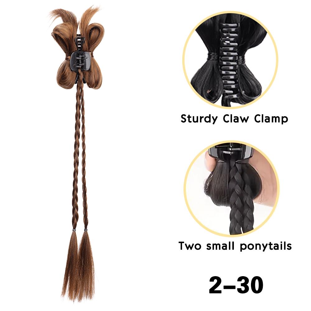 MISS WIG 1pcs Synthetic Long Straight Claw In Braided Ponytail Extension High Temperature Fiber Style Hair Accessories For Women Wear