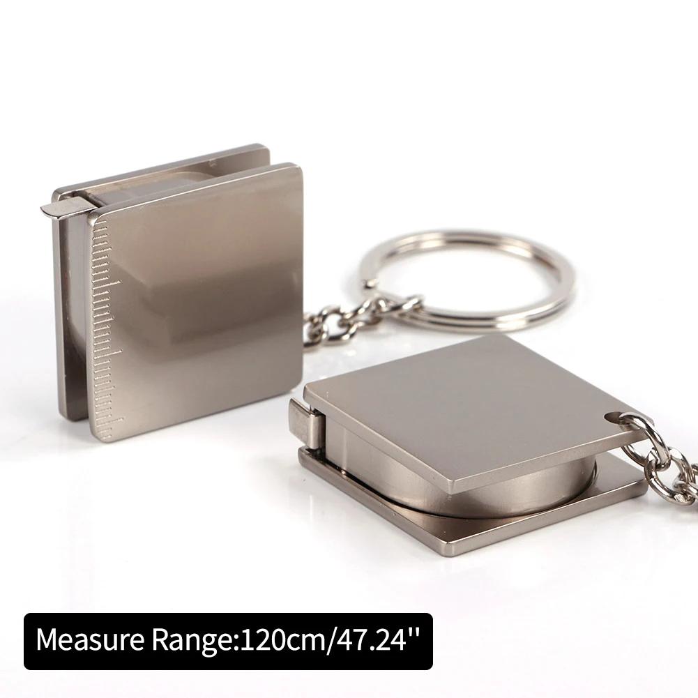Metal Tape Measure Keychain Stainless Steel Retractable Ruler Key Ring Practical Small Tools Measuring Tools Tape Measure