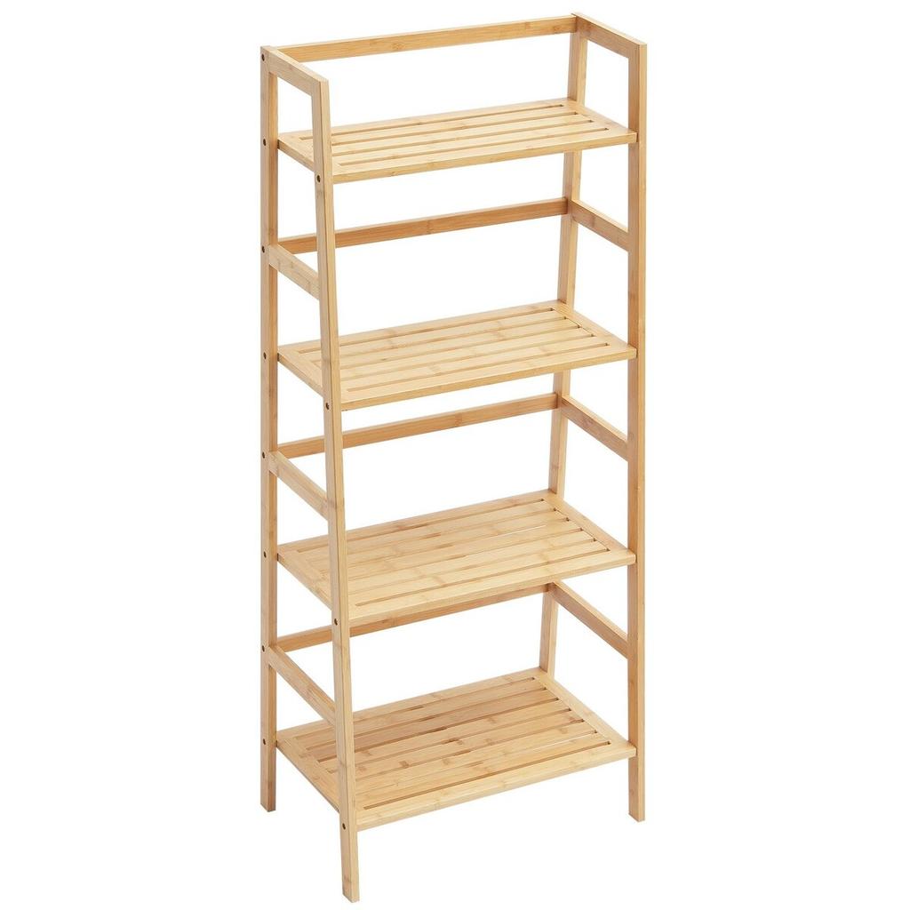 Bamboo Bookshelf 4 Tiers Bamboo Ladder Bookshelf Trapezoid Storage Rack