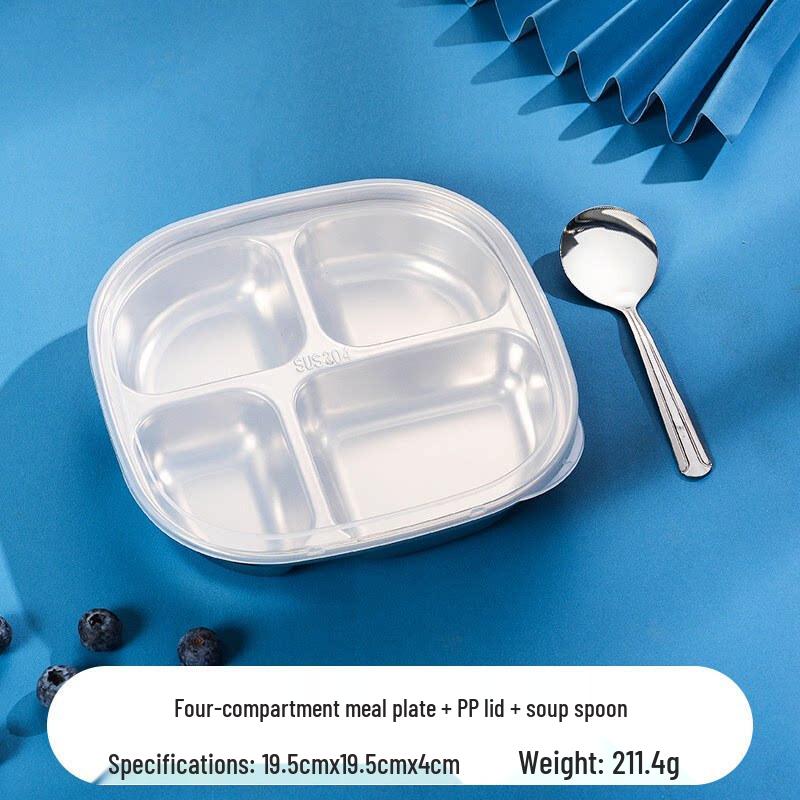 Qiiwei 304 Stainless Steel Kids Divided Dinner Plate