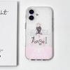 Koreanische INS Rosa Flügel Engel Schwarzer Bär Handyhülle für Xiaomi Redmi Note 14 13 12 11 10 9 8 7 Pro Plus 4G 5G Federstruktur Rückseite