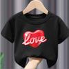 Children's Short Sleeve Top Fun Heart Teenage Top Girls Summer Top Fashion Casual Cute Kawaii Cotton T-shirt Loose Kids T Shirt