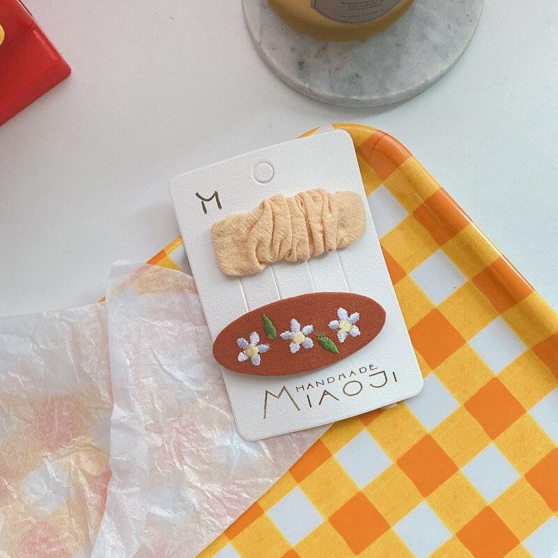 Cute Children Hair Pins Matte Cartoon Fruit Plant Fabric Embroidery BB Hair Clips for Girl Korea Simple Fashion Hair Accessories