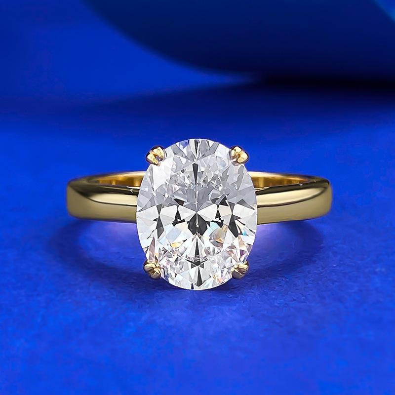 Hui Zhi Yi Jewelry New European & American S925 Silver 4 Carat Pigeon Egg 8x10mm Ring