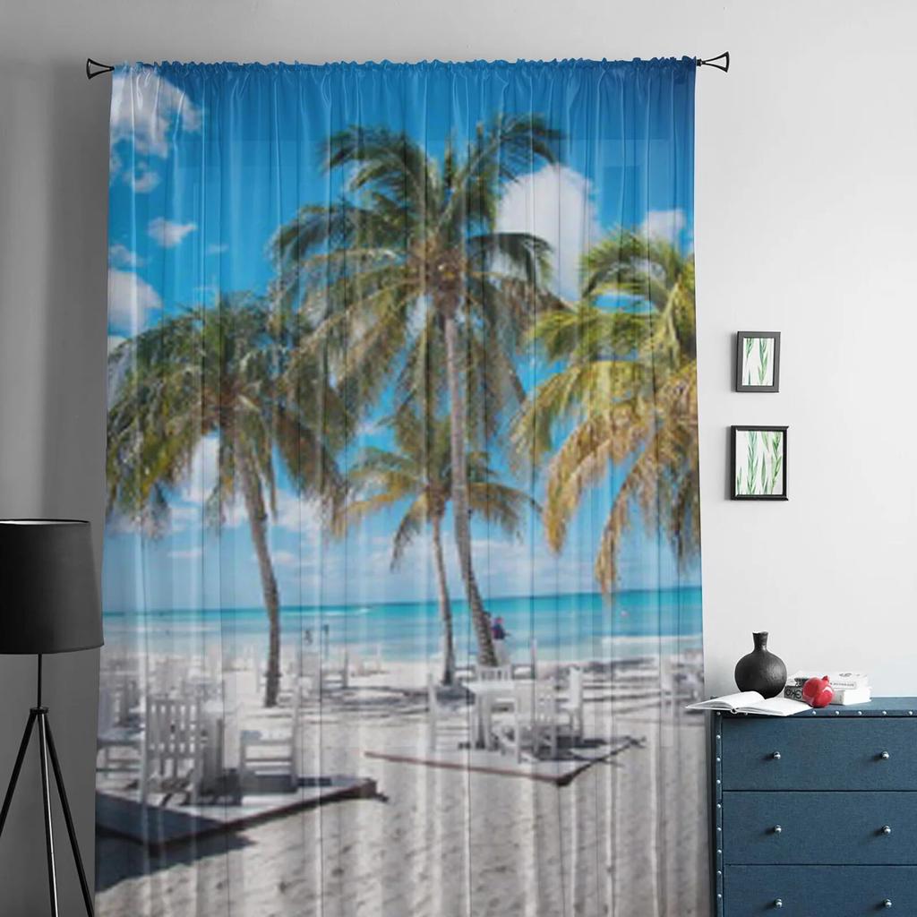 Tende trasparenti in tulle per esterni, estive e idilliache, per cucina, finestre, soggiorno, tende moderne in voile, tende per camera da letto