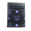 MCM logo Business card holder pass case Bicolor Card Case Leather Black/purple