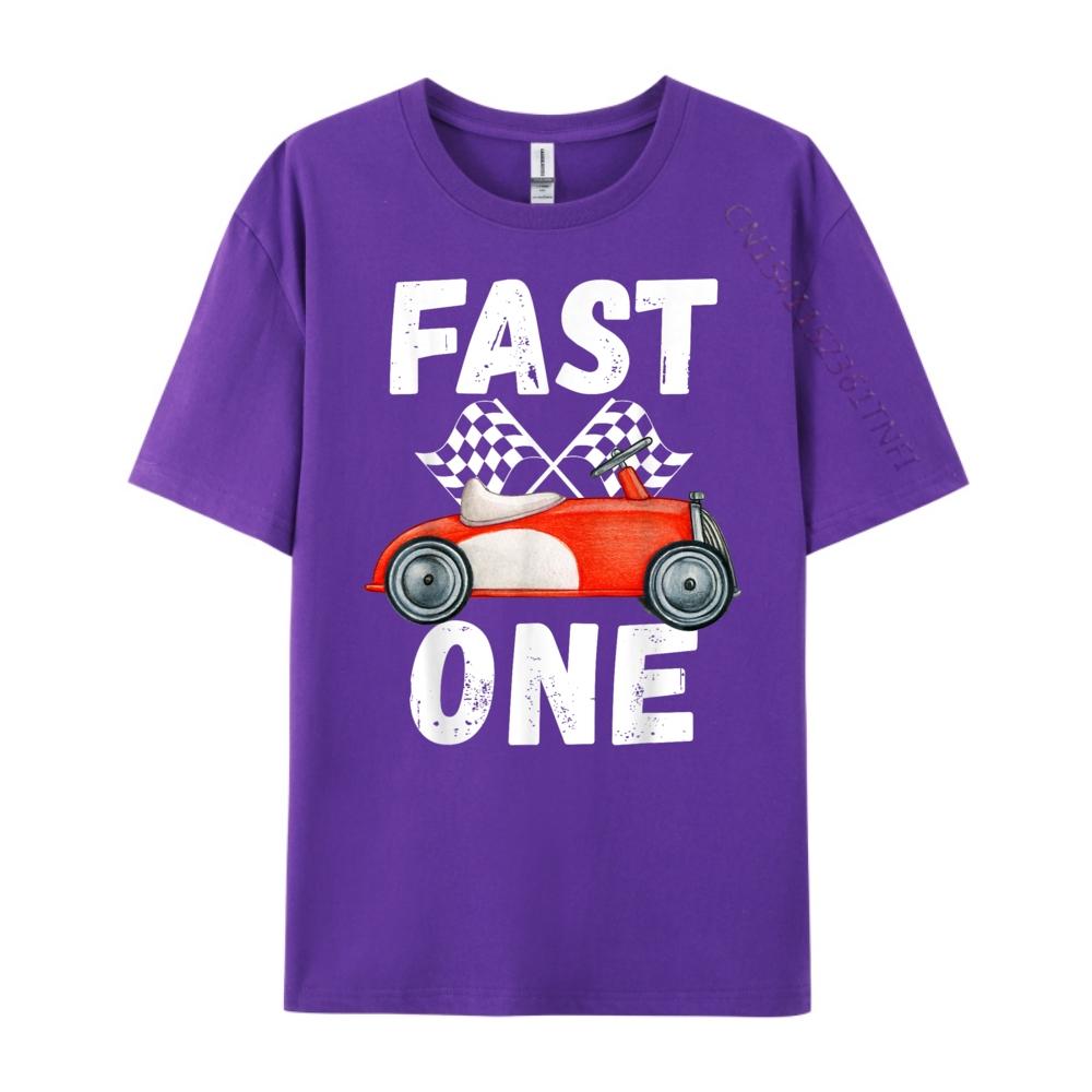 One Year Race Car 1st Birthday Fast One This Little Racer Mens Clothing 2025 Cheap Big Size Tee Shirt