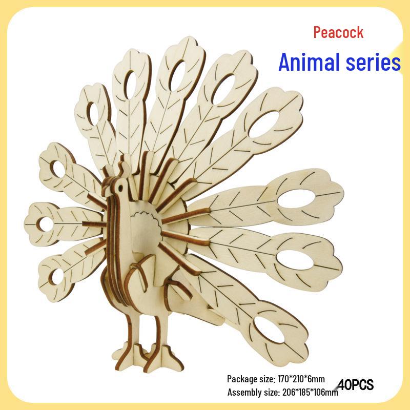 3D Wooden Ocean World Puzzle Animal Model for Children - Handmade Assembly Kit