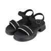 Women Pleats Jewelry Velcro Chunky Sandals 5cm Bbj427