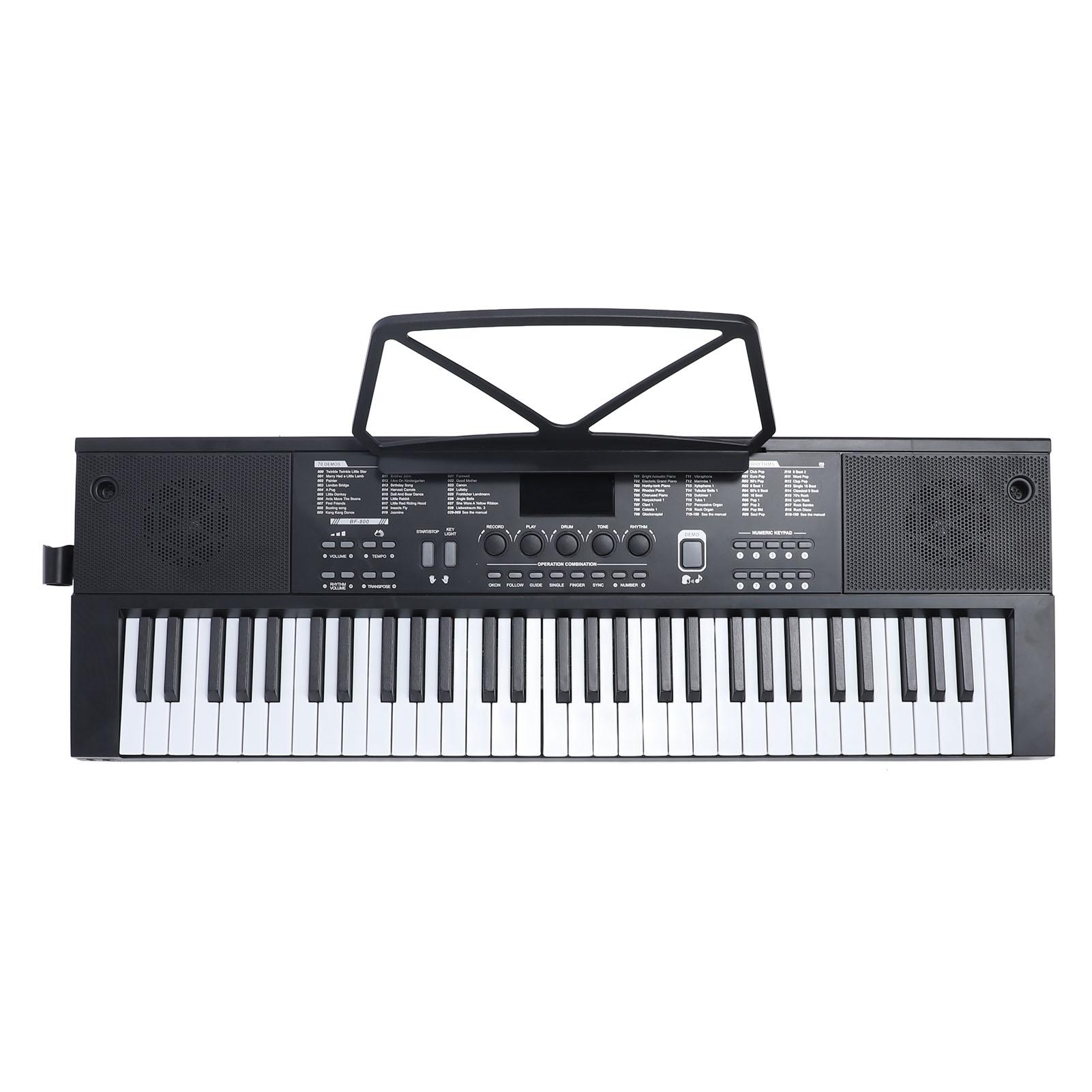 

Электронная клавиатура фортепиано с 61 клавишей и подсветкой клавиш, светодиодный экран, два динамика, микрофон, пюпитр