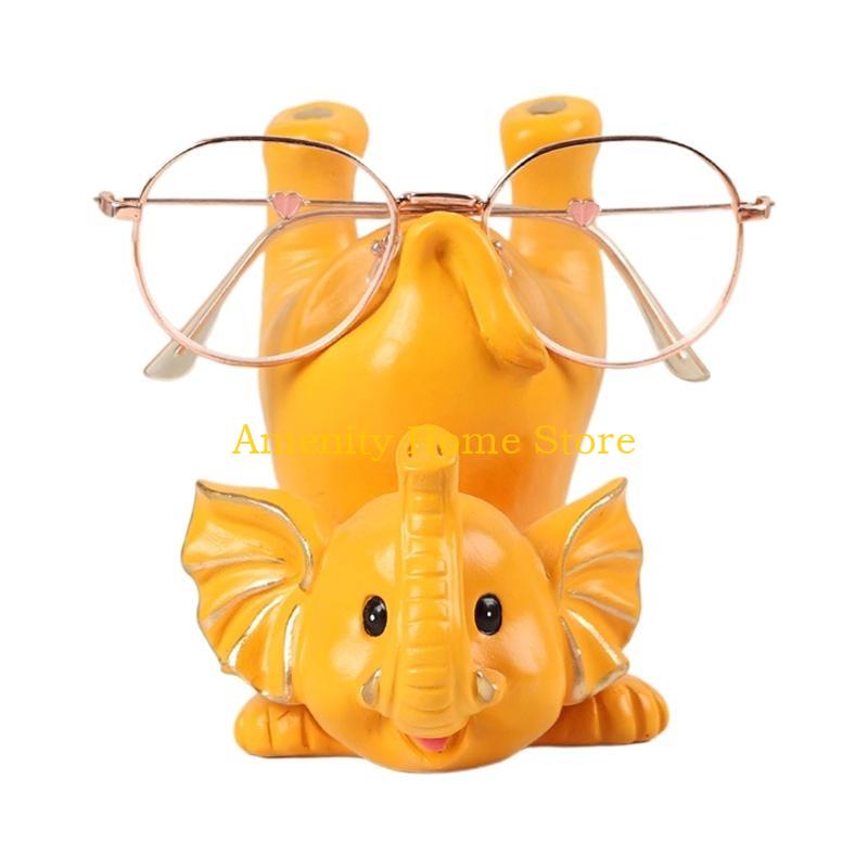 

F26C Elephant Figurines Glasses Holder Resin Animal Statues Sunglasses Eyeglasses Display Stand Desktop Ornament светло-желтого