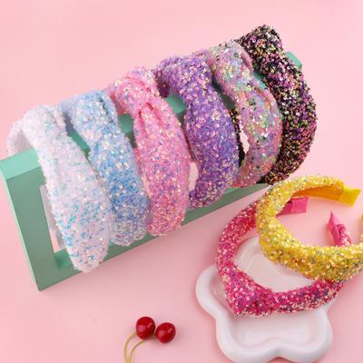 חישוק שיער לבנות, סרט ראש קשת צבעוני מנצנץ קשור, אביזרי שיער, ילדת יום הולדת