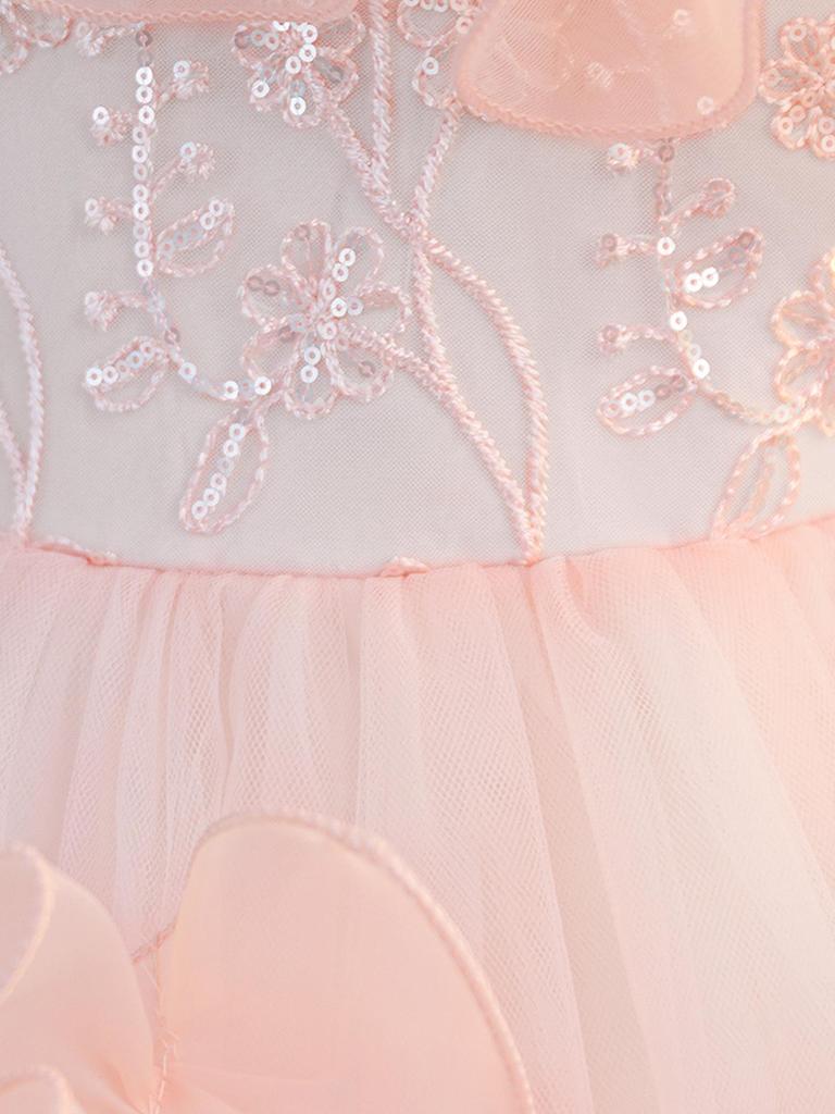 Girls' Ruffled Mesh Princess Dress for Holidays and Piano Performances