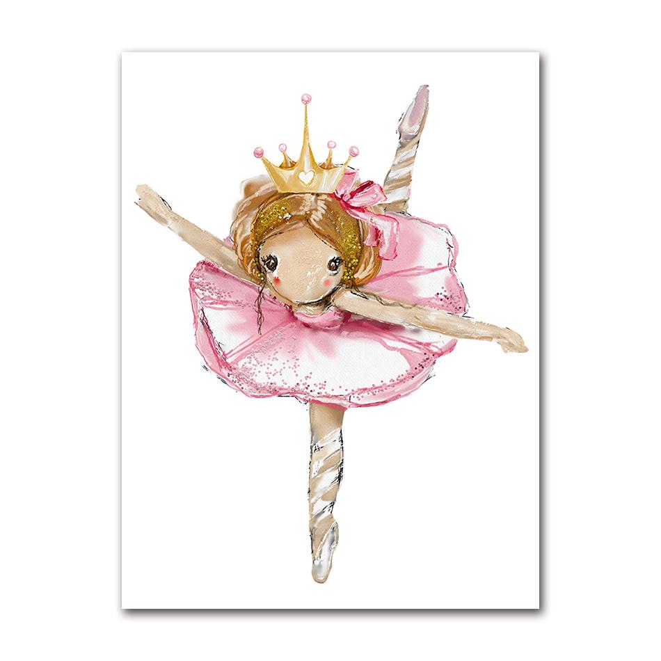 Rabbit Unicorn Nordic Posters And Prints Wall Art Canvas Painting Pictures Kids Room Decor Cute Ballet Girl Rose Flowers