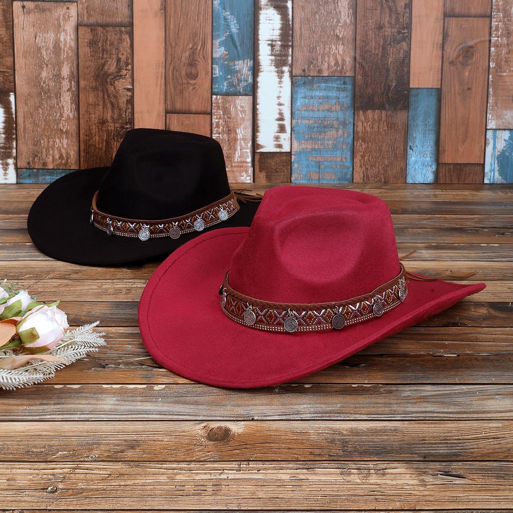 Western Cowboy Hat Summer American Vintage Big Brim Shade Sun Protection Hat Outdoor Hiking Hiking Hat Jazz Hat