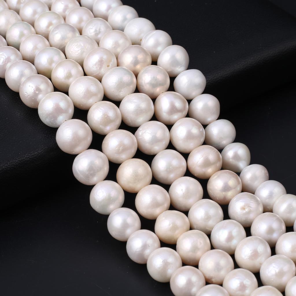 1String, White Round Pearl 10-11mm, Fashion Women Natural Freshwater Pearl Beads for Jewelry Making DIY Crafts, Luxury Bulk Gifts 36cm