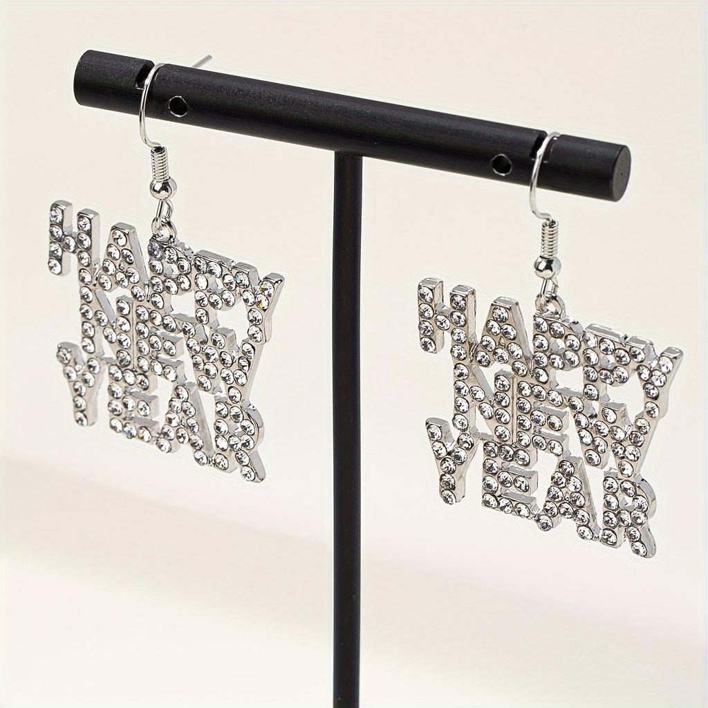 A Pair Of Simple Classic Letters Happy New Year Trendy Fashion And Versatile Women's Earrings