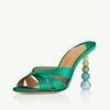 Fashion New Sweet Rhinestone 9.5cm Strange Style Heel Sandals Summer Elegant Banquet Wedding Brides Bridesmaids Women's Slippers 34-43