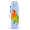 1PC Green Parrot Bird Portrait 750ml Color Plastic Sports Water Bottle Leakproof Flip Straw Lid Suitable for Sports Office Home Use