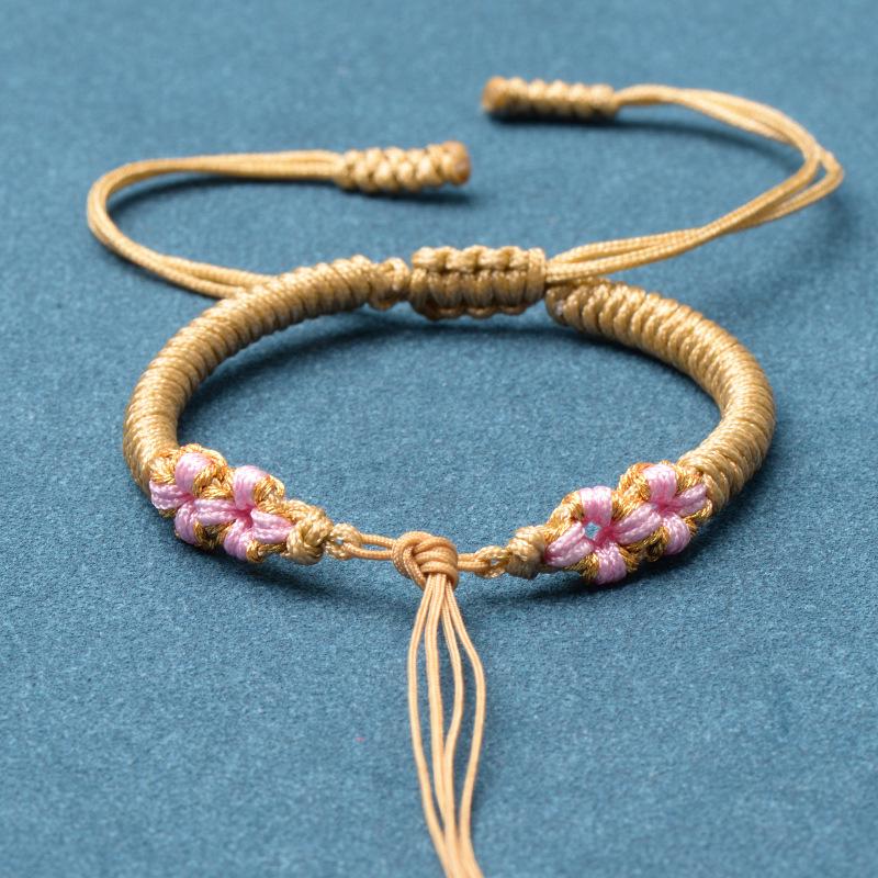 Ręcznie robiona tkana bransoletka z węzłem brzoskwiniowym na sznurku - DIY Szczęśliwy jadeitowy sznurek pleciony ręcznie w stylu chińskim