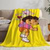 CARTOON D-Dora the ExplorerS Throw Soft Coral Fleece Blanket 310gsm Fluffy Warm Throw for Sofa Bed Couch Bedroom Decor