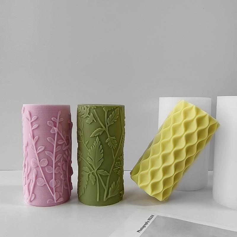 Silicone Candle Mould For Craft Star Embossed Cylinder Shape Reusable Home Decoration Candle Making Tool