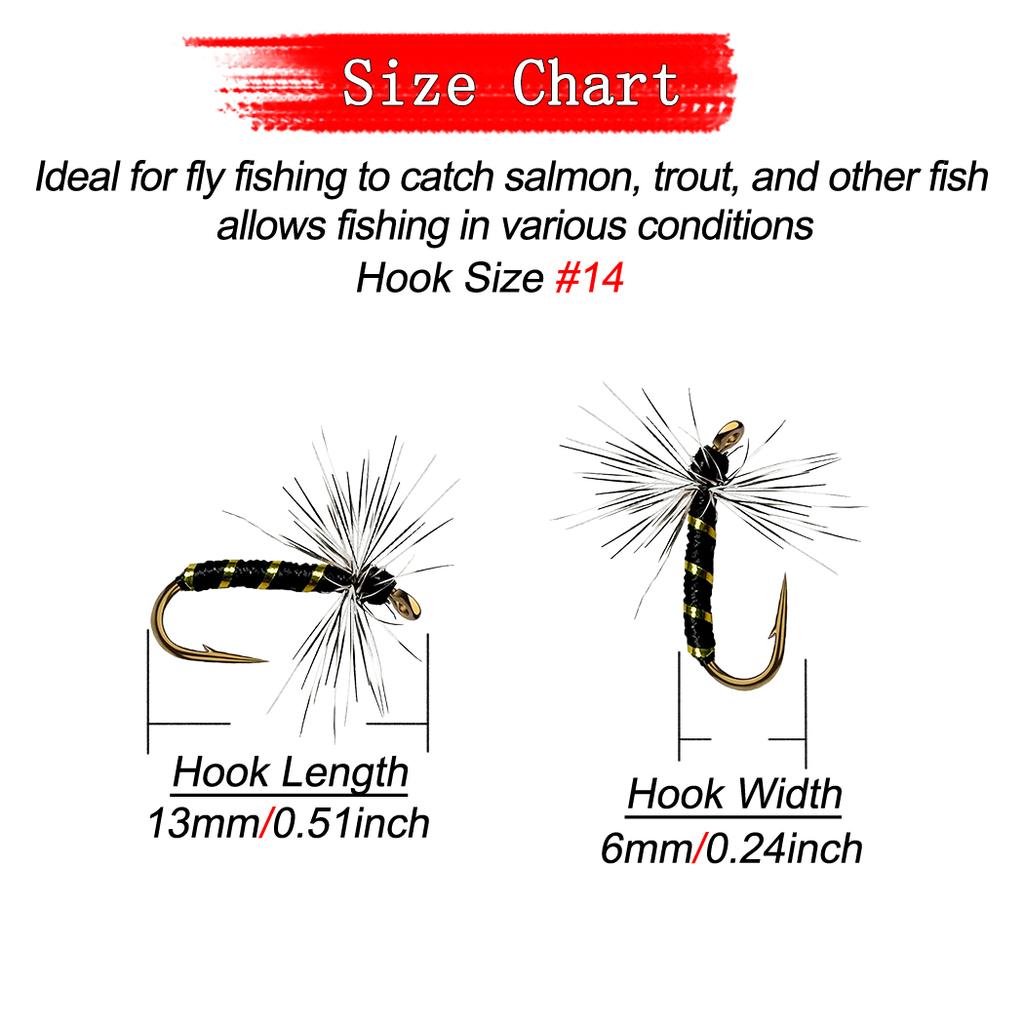 9Pieces/Box Mini bait fly hook, Mosquito Flies, Griffith Midges and Griffith Ant Fly Fishing Bait-Fishing for Trout/Perch-3 Mixed Styles-Hook Size #14