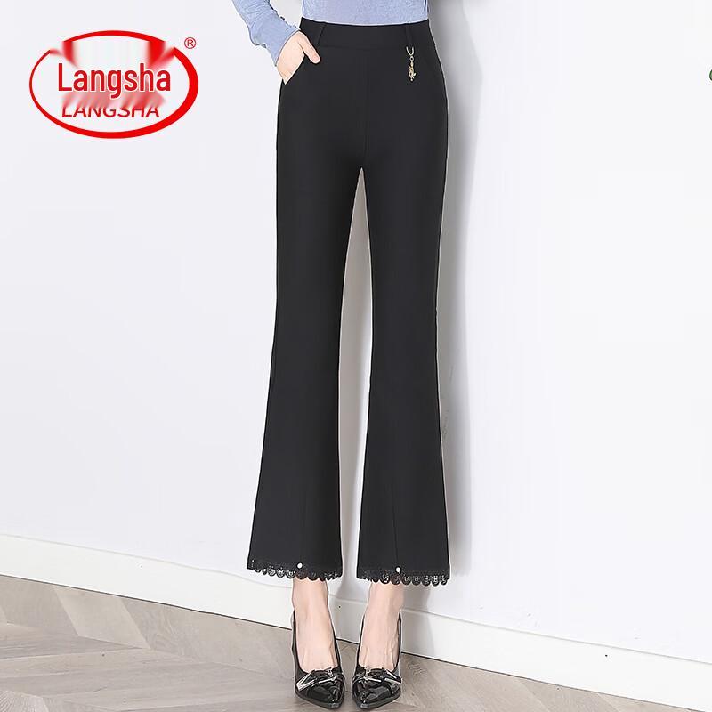 LangSha Women s Elastic Waist Flared Trousers XL