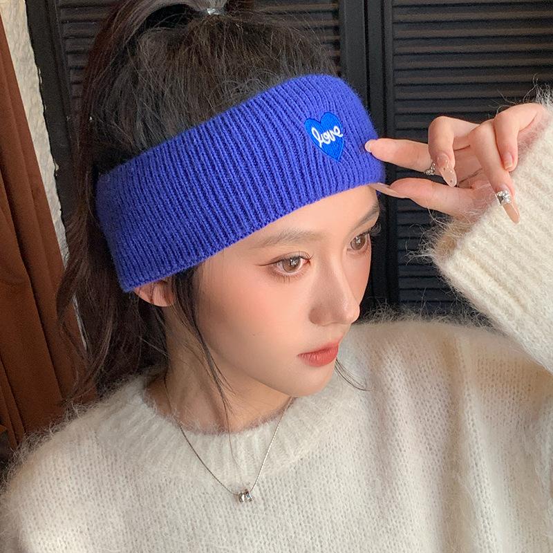 Simple Thickened Knitted Vertical Line Love Straps Versatile Scarf Warm Headband Outdoor Sports Windproof Hairband