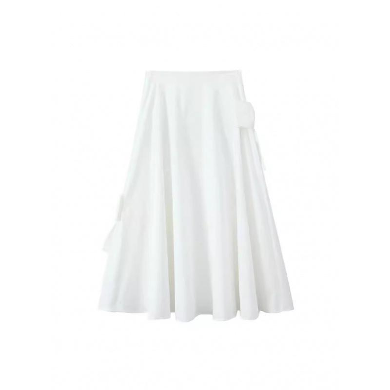 Summer Sweet High Waist Bow Draped A-line Skirt for Women