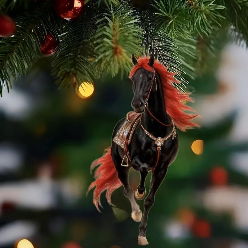 Exquisite White Horse Acrylic Flat Hanging Ornament Home Decoration Backpack