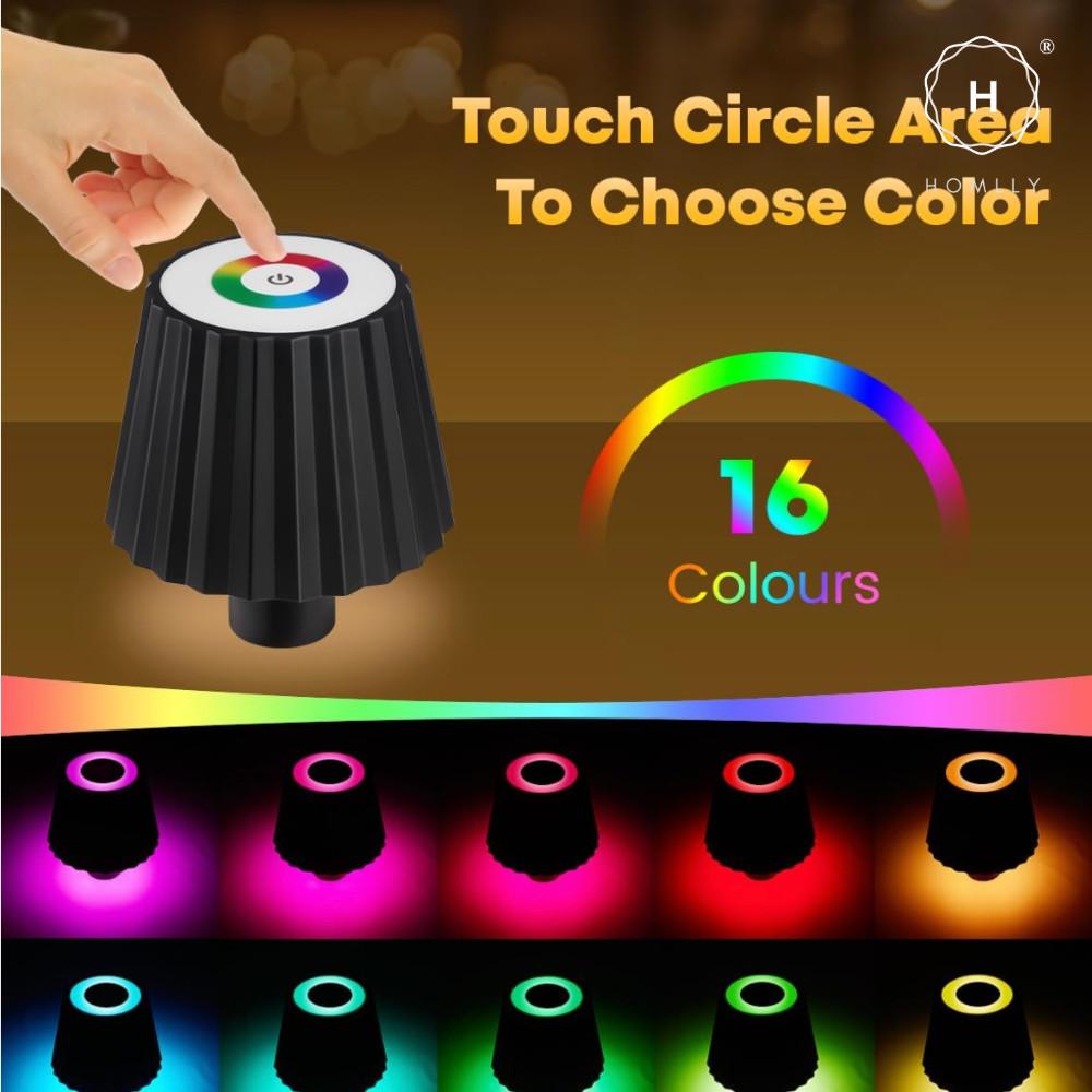 Homlly Touch Control 3 Colors RGB Stepless Dimmable LED Wireless Bottle Lamp Shade