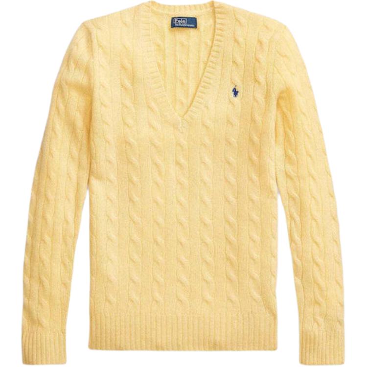 

Polo Ralph Lauren Однотонный свитер с V-образным вырезом, прямой, с длинным рукавом, женский, светло-желтый 211910422-008 S