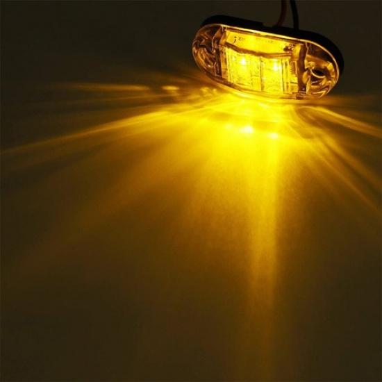 Amber LED Oval Side Marker Lights Truck Trailer Clearance Light Waterproof EOA