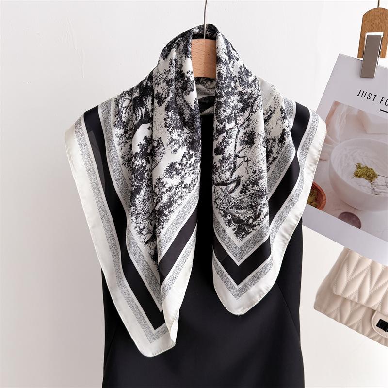 Luxury Jungle Printed Scarves Women's Silk Scarf Spring and Summer Floral Decorations Small Neckties Hairbands Bags