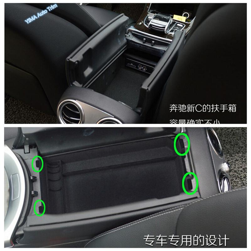 Middle Armrest / Front Door Storage Box Container Phone Tray Cover Fit For Mercedes-Benz C Class W205 2015 - Accessories